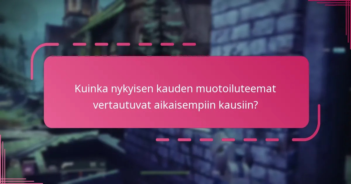 Kuinka nykyisen kauden muotoiluteemat vertautuvat aikaisempiin kausiin?